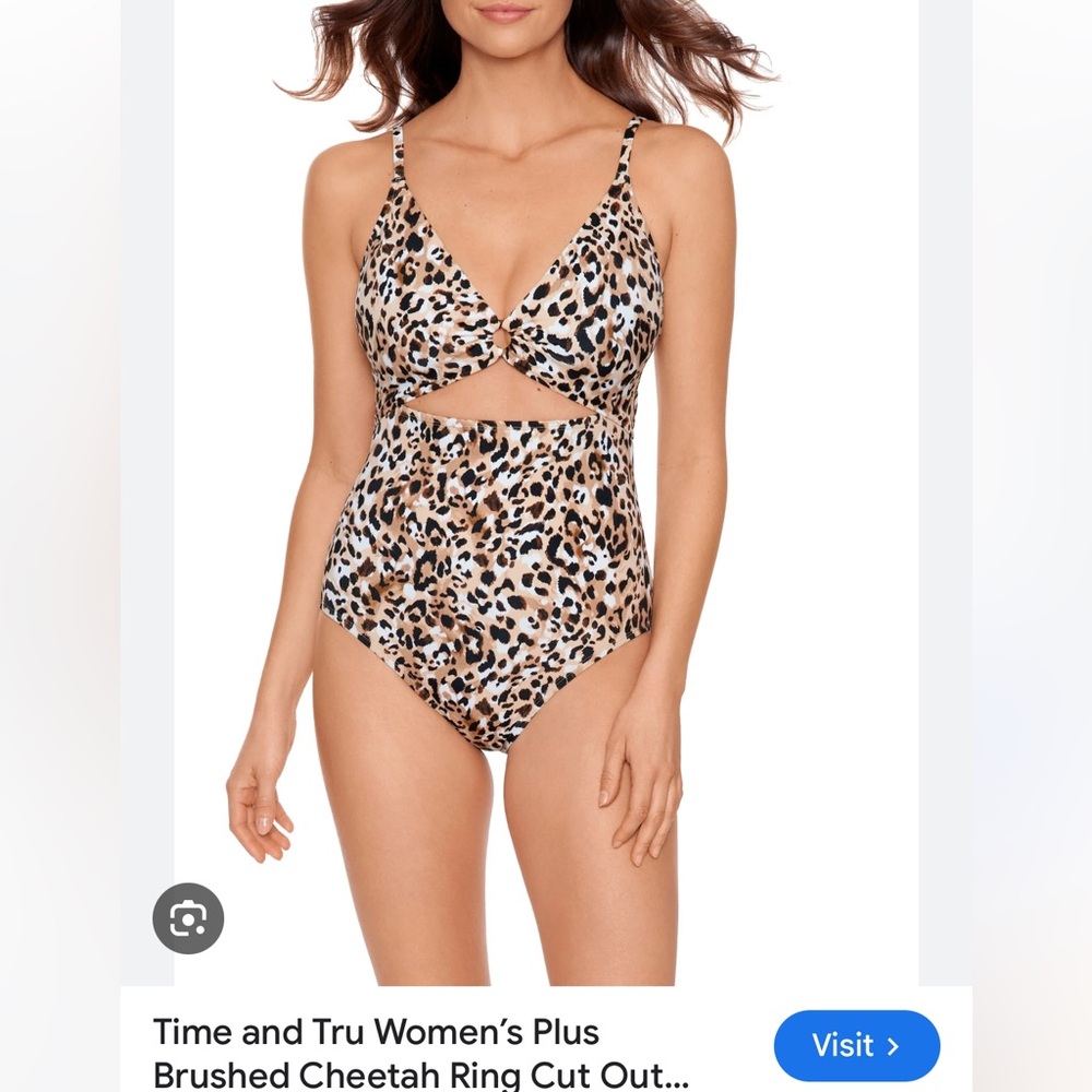 Time and Tru XL brushed cheetah print cut out swimsuit